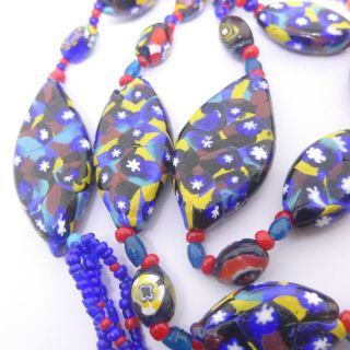 VINTAGE MATCHED MILLEFIORI GLASS BEAD NECKLACE - STAR CANE VENETIAN GLASS BEADS 3