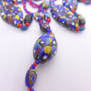 VINTAGE MATCHED MILLEFIORI GLASS BEAD NECKLACE - STAR CANE VENETIAN GLASS BEADS 5