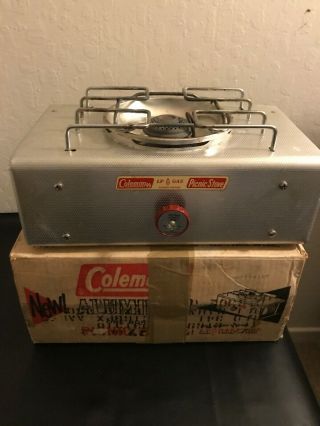 Vintage Coleman Lp Gas Aluminum Picnic Stove Model 5404 W/ Box & Instructions