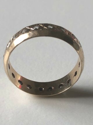 Vintage 9ct Gold Full Hoop Diamond Eternity Ring Size R 9 Weight: 3.  4 Grams