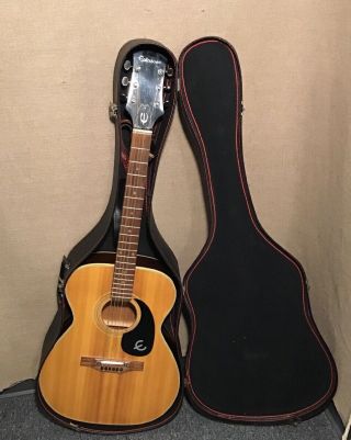 Vintage Epiphone Acoustic Guitar Ft - 130 Right Hand With Strap & Hard Case