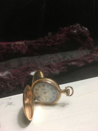 Hampden 50 Grams 14k Gold Filled Dueber Pocket Watch Diamond,  Illinois Elite Mini