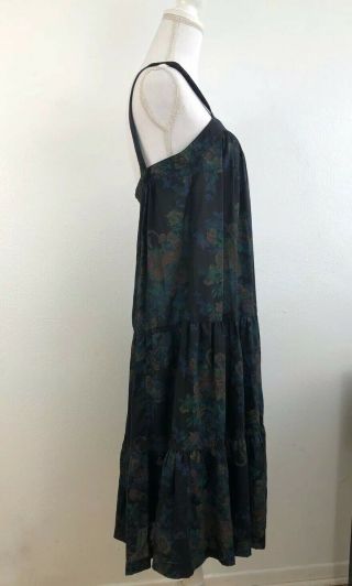 Vintage Young Edwardian by Arpeja Black Floral Prairie Boho Tiered Sun dress 5 5