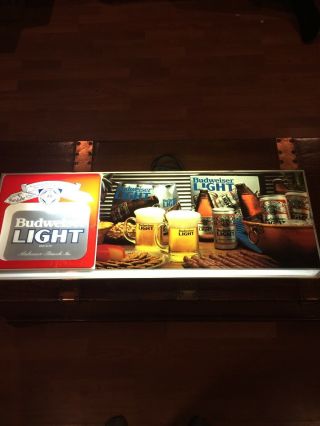Rare 1979 Vintage Budweiser Light Beer Lighted Bar Sign 29 1/2 X 10
