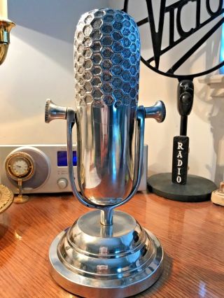 Vintage Rca 77 Style Decor Microphone - Heavy Chrome - 12 " W/ Stand