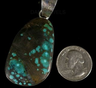 Vintage Old Pawn Navajo Spiderweb TURQUOISE Sterling Pendant 3