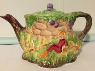 Royal Winton Grimwades Rare Red Pixie Tea Pot Vintage Art Deco