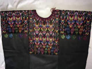 Vtg Guatemalan Huipil Poncho Embroidery Woven Geometric Ethnic Dazzler Top