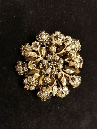 VINTAGE SIGNED SCHREINER FLOWER PIN BROOCH OLDER MODEL LOOK 6