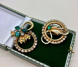 Vintage Jewellery Two 12kt Gold Filled Crystal Brooches/pins (phyllis,  Bal - Ron)