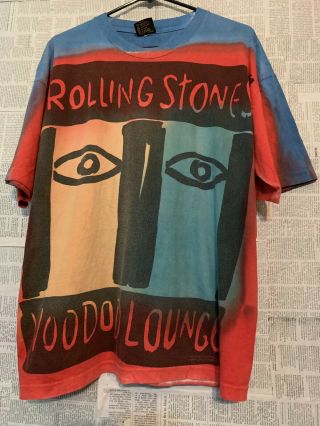 Vtg 90s The Rolling Stones Voodoo Lounge Rock Band T - Shirt