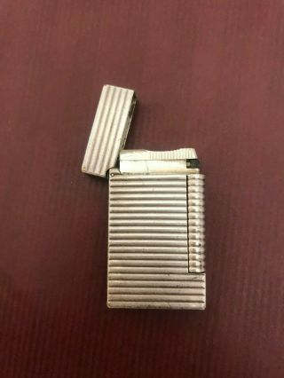 Rare Vintage Collectible S.  T.  Dupont Silver Lighter Horizontal Lines