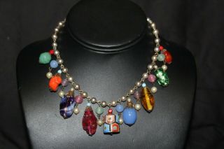 PATE DE VERRE PHENOMENAL VTG 1940s AFRICAN TRADE BEADS FOIL GLASS NECKLACE NG4 2
