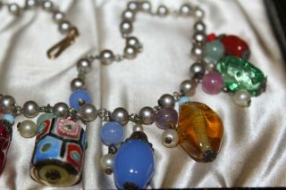 PATE DE VERRE PHENOMENAL VTG 1940s AFRICAN TRADE BEADS FOIL GLASS NECKLACE NG4 7