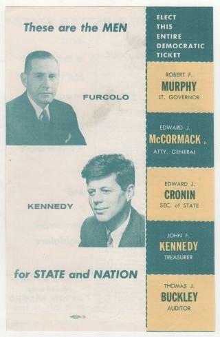 Rare 1958 Jfk John Kennedy Us Senate Political Flyer Massachusetts Boston Tip