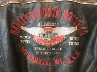 Harley Davidson Men ' s Vintage 2 Tone Color Distressed Leather Jacket L Rare 2