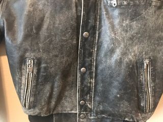 Harley Davidson Men ' s Vintage 2 Tone Color Distressed Leather Jacket L Rare 6