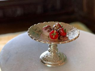 Rare Miniature Dollhouse Artisan Unusual Uk Sterling Silver Footed Platter