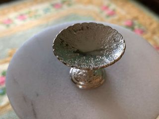 RARE Miniature Dollhouse Artisan Unusual UK Sterling Silver Footed Platter 4