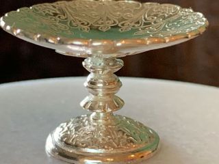 RARE Miniature Dollhouse Artisan Unusual UK Sterling Silver Footed Platter 6