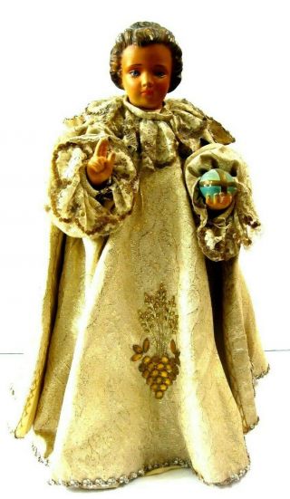 Rare Antique Vintage Infant Jesus Of Prague Ceramic Catholic 20 " Statue Figurine