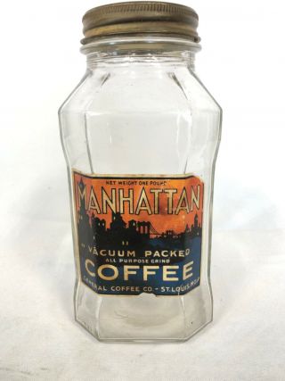 Vintage Manhattan Coffee Jar General Coffee Co St Louis Mo
