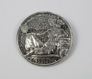 Vintage Bezalel Jerusalem 925 Sterling Silver Filigree Pin Brooch,  Queen Esther