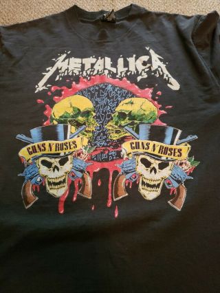 Vtg 1992 Guns N Roses Metallica Bootleg Tour T Shirt Xl Delta Usa Rare Graphic