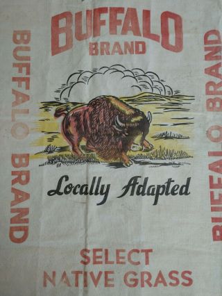 Vtg Buffalo Brand Locally Adapted Native Grass Seed Feed Bag Fantastic Graphics