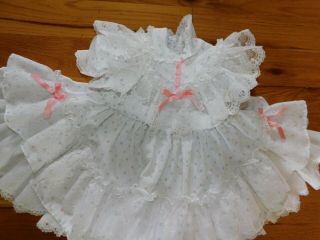 Mini World Girl White Party Dress w/ Lace and Ruffles Tie Back Size 2T Polka Dot 2