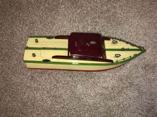 Vintage ITO Model K K Japan Cabin Cruiser wooden Battery operated boat ship 8