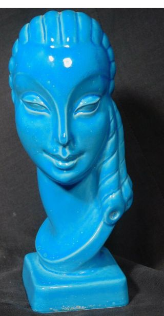 Vintage Art Deco Ceramic Sculpture Female Bust Indianapolis American Art Clay 2
