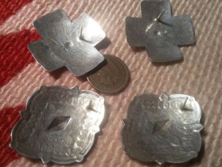 2 pair Vintage Navajo Indian Sterling Silver Hand Stamped Cross/Conchos earrings 5
