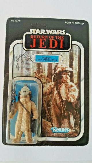 Vintage Star Wars Return Of The Jedi 1983 Logray Ewok Medicine Man 65back Moc