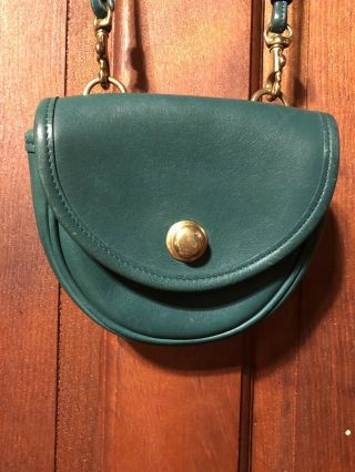 Coach Vintage Small Green Leather Spring Lock Crossbody Convertible Belt Bag Usa