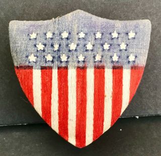 Antique Vtg Patriotic Flag Shield Candy Container Christmas July 4th Ornament