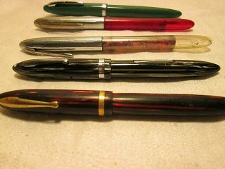 Vintage Sheaffer White Dot Green & Burgundy Striated Pens Lifetime Nib 5 Pens