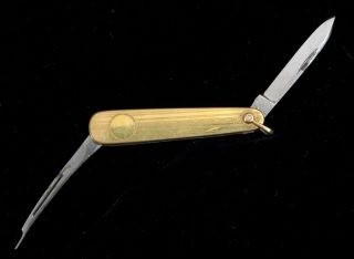 Vintage Meriden Knife Co Usa Gold Tone Single Blade Folding Pocket Knife Tool