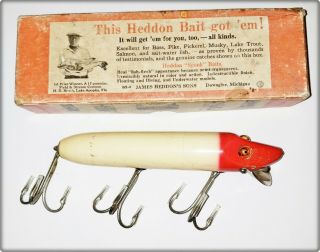 Tough Heddon 7550 Musky Vamp In Correct Box Red & White