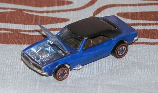 Vintage Hot Wheels Mattel Redline 1967 Custom Camaro Blue Us Diecast Metal Car