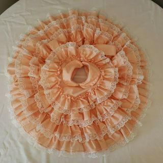 Vintage Sugar Plum Sz 4 Full Circle Dress Peach White Lace Tiered Ruffles Usa