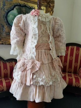 Vintage French Victorian Dress 15 " For Antique Bisque German Doll 24 - 26 "