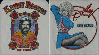 Vtg 70s/80s Kenny Rogers/dolly Parton Tour Jersey T - Shirt Size L Raglan Sleeve