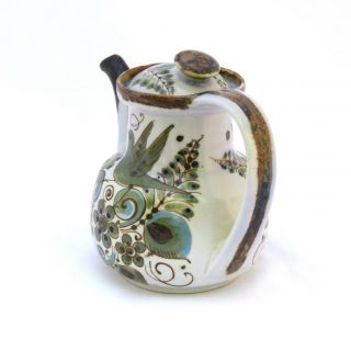 Vintage Ken Edwards Tonala Teapot Birds Flowers Stoneware Mexico 4