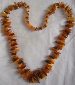 Vintage Polished Graduated Chunk Beads Egg Yolk & Honey Natural Amber Necklace