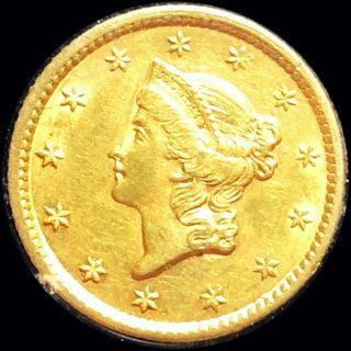 1852 Gold $1 Rare Dollar Liberty Coronet,  Near Ms Uncirculated Capital Plastic