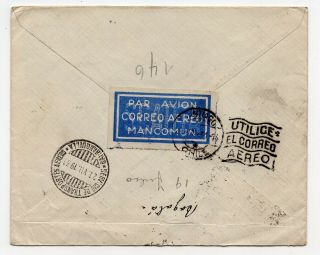 COLOMBIA 1931 airmail to Chile SCADTA uprated & label on back RARE 2