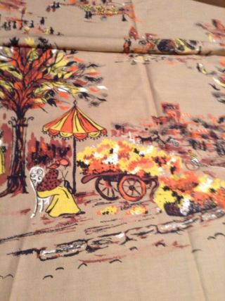 Vintage April In Paris Millworth Converting Corp.  City Scene 2 Yards 44 " Wide