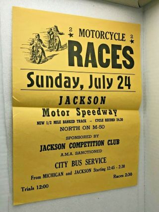Vintage Motorcycle Racing Poster Jackson Motor Speedway
