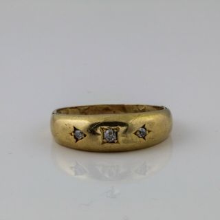 Antique Victorian 18ct Gold & 3 Stone Diamond Gypsy Ring,  Birmingham 1890
